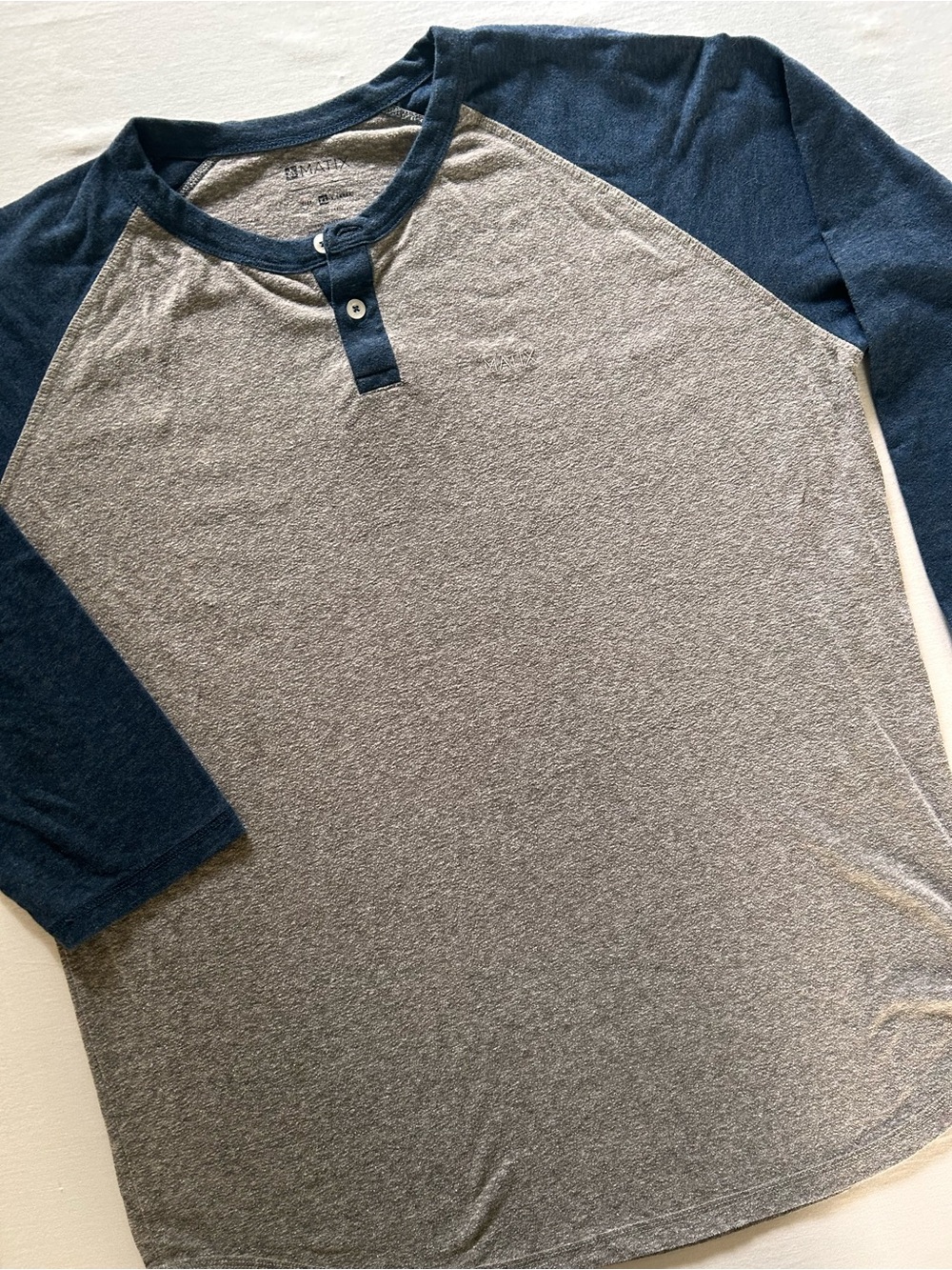 Matix Men’s Henley Raglan T-Shirt | Gray & Blue | XL | 3/4 Sleeve
